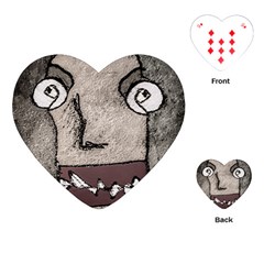 Sketchy Style Head Creepy Mask Drawing Playing Cards Single Design (heart) by dflcprintsclothing