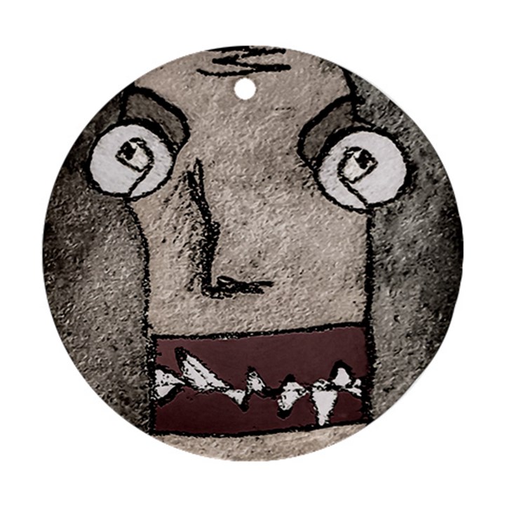 Sketchy Style Head Creepy Mask Drawing Round Ornament (Two Sides)