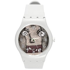 Sketchy Style Head Creepy Mask Drawing Round Plastic Sport Watch (m)