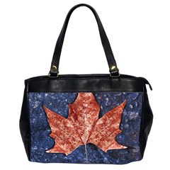 Wet Leaves Botanical Motif Photo Oversize Office Handbag (2 Sides) by dflcprintsclothing