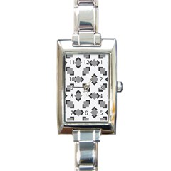 Black White Minimal Art Rectangle Italian Charm Watch by designsbymallika