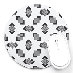 Black White Minimal Art Round Mousepads by designsbymallika