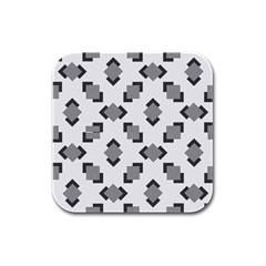 Black White Minimal Art Rubber Square Coaster (4 Pack)  by designsbymallika