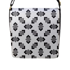 Black White Minimal Art Flap Closure Messenger Bag (l) by designsbymallika