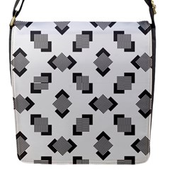 Black White Minimal Art Flap Closure Messenger Bag (s) by designsbymallika