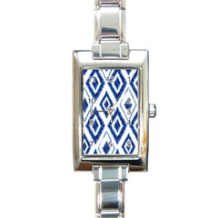 Blue Diamond Pattern Rectangle Italian Charm Watch by designsbymallika