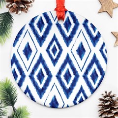 Blue Diamond Pattern Ornament (round) by designsbymallika