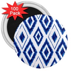 Blue Diamond Pattern 3  Magnets (100 Pack) by designsbymallika