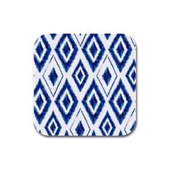 Blue Diamond Pattern Rubber Square Coaster (4 Pack)  by designsbymallika