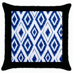 Blue Diamond Pattern Throw Pillow Case (black) by designsbymallika