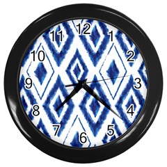 Blue Diamond Pattern Wall Clock (black) by designsbymallika