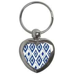 Blue Diamond Pattern Key Chain (heart) by designsbymallika