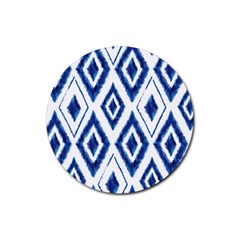 Blue Diamond Pattern Rubber Round Coaster (4 Pack)  by designsbymallika