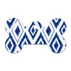 Blue Diamond Pattern Dog Tag Bone (two Sides) by designsbymallika