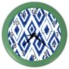 Blue Diamond Pattern Color Wall Clock by designsbymallika