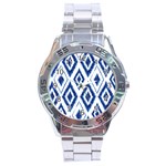 Blue Diamond Pattern Stainless Steel Analogue Watch Front