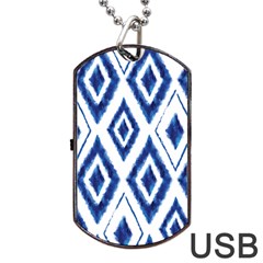 Blue Diamond Pattern Dog Tag Usb Flash (two Sides) by designsbymallika