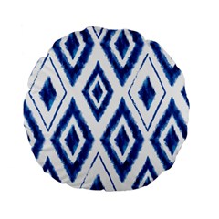 Blue Diamond Pattern Standard 15  Premium Round Cushions by designsbymallika