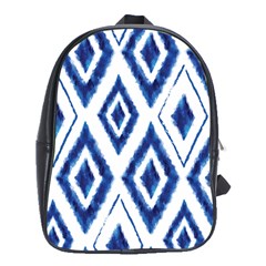 Blue Diamond Pattern School Bag (xl) by designsbymallika