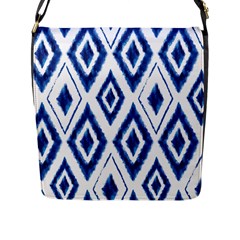 Blue Diamond Pattern Flap Closure Messenger Bag (l) by designsbymallika