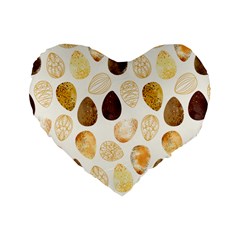 Golden Egg Easter Standard 16  Premium Flano Heart Shape Cushions by designsbymallika