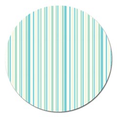 Green Stripes Magnet 5  (round) by designsbymallika