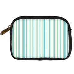 Green Stripes Digital Camera Leather Case by designsbymallika