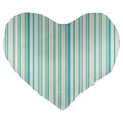 Green Stripes Large 19  Premium Flano Heart Shape Cushions by designsbymallika