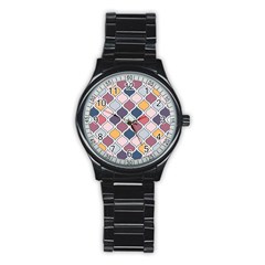 Ethnic Print Multicolor Stainless Steel Round Watch by designsbymallika