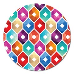 Hexagonal Color Pattern Magnet 5  (round) by designsbymallika