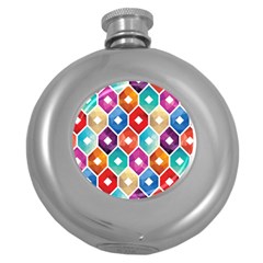 Hexagonal Color Pattern Round Hip Flask (5 Oz) by designsbymallika