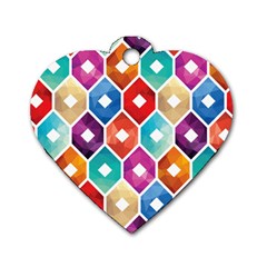 Hexagonal Color Pattern Dog Tag Heart (one Side) by designsbymallika