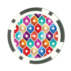 Hexagonal Color Pattern Poker Chip Card Guard by designsbymallika