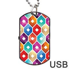 Hexagonal Color Pattern Dog Tag Usb Flash (two Sides) by designsbymallika