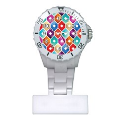 Hexagonal Color Pattern Plastic Nurses Watch by designsbymallika