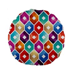 Hexagonal Color Pattern Standard 15  Premium Flano Round Cushions by designsbymallika