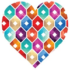 Hexagonal Color Pattern Wooden Puzzle Heart by designsbymallika