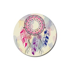 Boho Dreamcatcher Love Rubber Round Coaster (4 Pack)  by designsbymallika