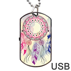 Boho Dreamcatcher Love Dog Tag Usb Flash (two Sides) by designsbymallika