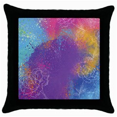 Multicolor Pastel Love Throw Pillow Case (black) by designsbymallika