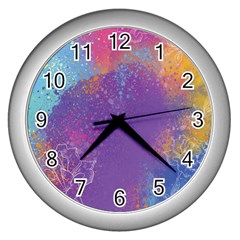 Multicolor Pastel Love Wall Clock (silver) by designsbymallika