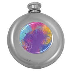 Multicolor Pastel Love Round Hip Flask (5 Oz) by designsbymallika