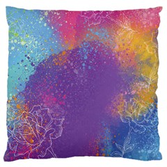 Multicolor Pastel Love Large Flano Cushion Case (two Sides) by designsbymallika