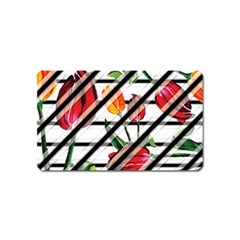 Stripes Tulips Pattern Magnet (Name Card)