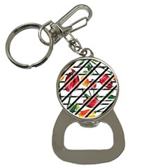 Stripes Tulips Pattern Bottle Opener Key Chain