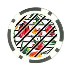 Stripes Tulips Pattern Poker Chip Card Guard by designsbymallika