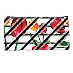 Stripes Tulips Pattern Pencil Case