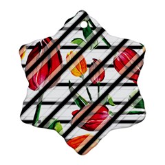 Stripes Tulips Pattern Ornament (Snowflake)