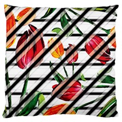 Stripes Tulips Pattern Standard Flano Cushion Case (Two Sides)