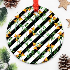 Orange Stripes Love Ornament (round) by designsbymallika